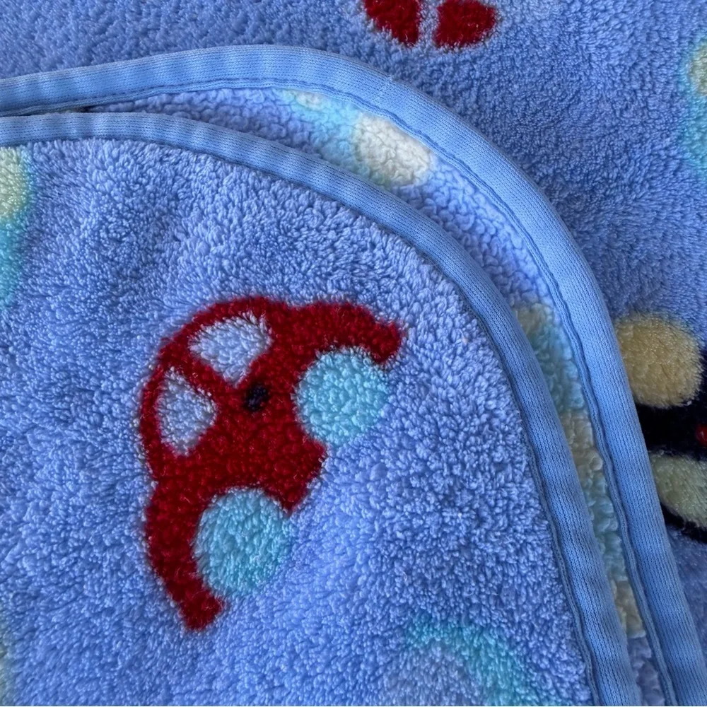 Y2K Koala Baby Plush Fleece Car Blanket Babies R US Blue Red Yellow 29x40 GUC